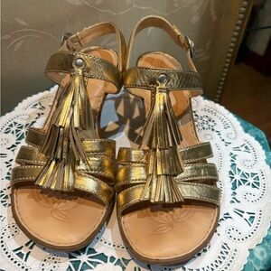 Born Gold Metallic Tassel Sandal